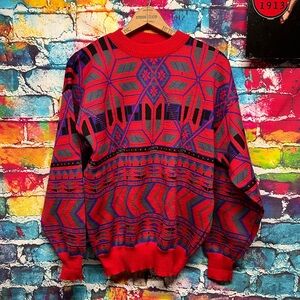 Vintage Wool Sweater Size M Geometric
